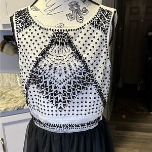Black and White Beaded Dress